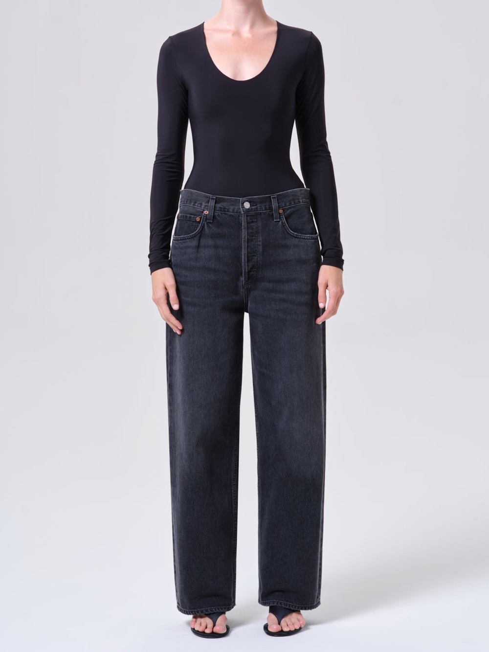 AGOLDE Low Slung Baggy Jeans Recess Black Wash Size 27 NWOT - Picture 1 of 8